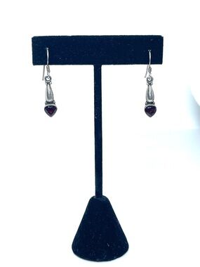 Sterling Garnet Heart Earrings